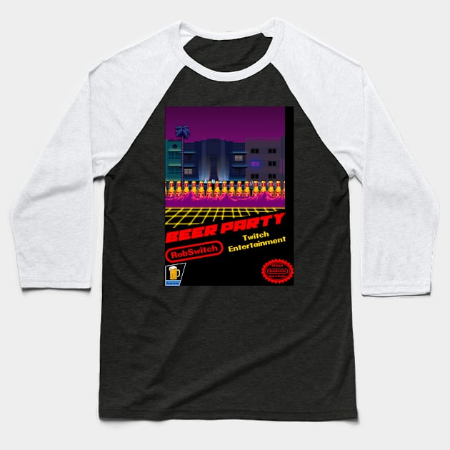 8bit Beer Party Baseball T-Shirt by RobSwitch